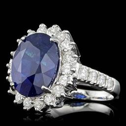 14k Gold 8.00ct Sapphire 1.20ct Diamond Ring