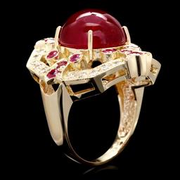 14k Yellow Gold 13ct Ruby 0.50ct Diamond Ring