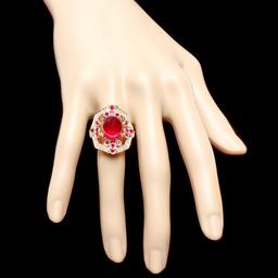 14k Yellow Gold 13ct Ruby 0.50ct Diamond Ring