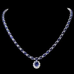 14k Gold 29ct Sapphire 2.25ct Diamond Necklace