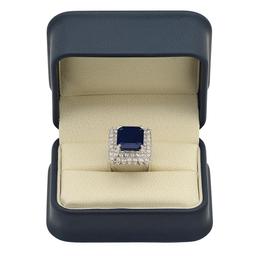 14K Gold 10.40ct Sapphire 2.69ct Diamond Ring
