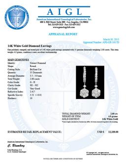 14k White Gold 2.00ct Diamond Earrings