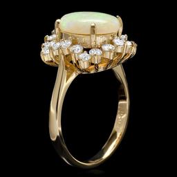 14k Yellow Gold 2.00ct Opal 1.00ct Diamond Ring