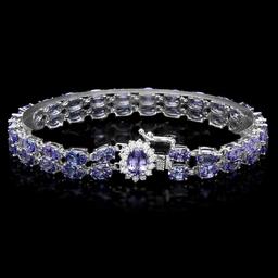 14k 22.35ct Tanzanite 0.45ct Diamond Bracelet