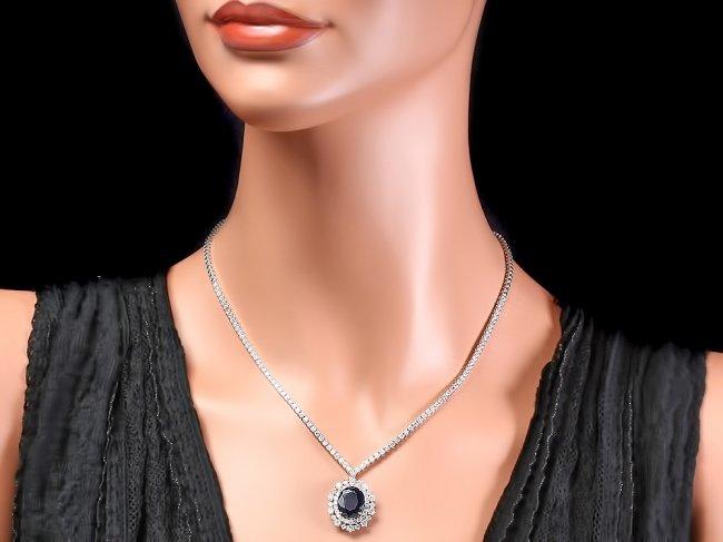 18k Gold 6ct Sapphire 5.00ct Diamond Necklace