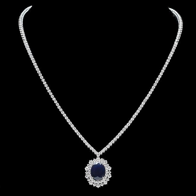 18k Gold 6ct Sapphire 5.00ct Diamond Necklace