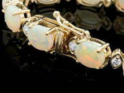 14k Gold 15.00ct Opal 1.10ct Diamond Bracelet