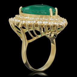 14K Gold 11.09ct Emerald 2.83ct Diamond Ring