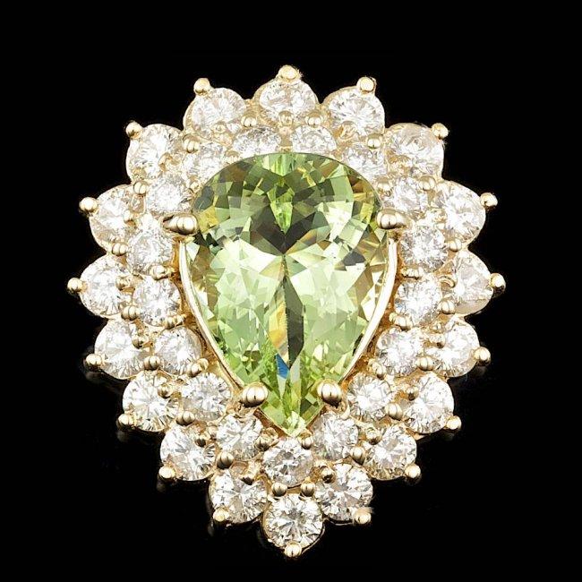 14k Yellow Gold 4.00ct Beryl 2.25ct Diamond Ring