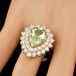 14k Yellow Gold 4.00ct Beryl 2.25ct Diamond Ring