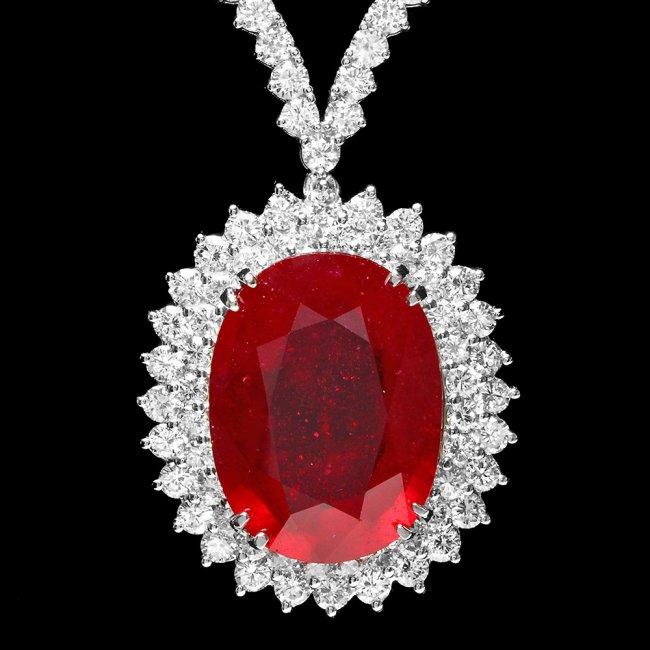 18k Gold 27.00ct Ruby 9.00ct Diamond Necklace