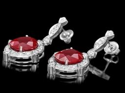 14k Gold 21.70ct Ruby 1.75ct Diamond Earrings