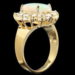 14k Yellow Gold 2.00ct Opal 1.30ct Diamond Ring