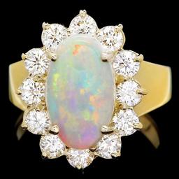 14k Yellow Gold 2.00ct Opal 1.30ct Diamond Ring