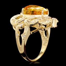 14k Yellow Gold 5.50ct Beryl 1.15ct Diamond Ring