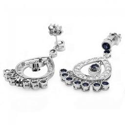 14k Gold 3.00ct Sapphire 1.50ct Diamond Earrings