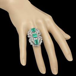 14K Gold 4.85ct Emerald 1.65ct Diamond Ring
