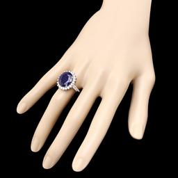 14k Gold 10.00ct Sapphire 1.30ct Diamond Ring