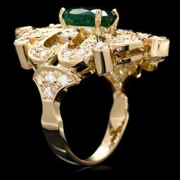 14k Gold 1.50ct Emerald 1.45ct Diamond Ring