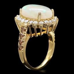 14k Yellow Gold 5.00ct Opal 1.35ct Diamond Ring