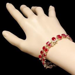 14k Yellow Gold 35ct Ruby 0.45ct Diamond Bracelet