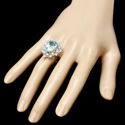 14k Gold 8.05ct Aquamarine 1.49ct Diamond Ring