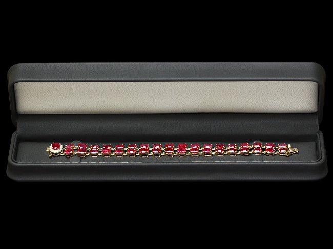 14k Yellow Gold 35ct Ruby 0.45ct Diamond Bracelet