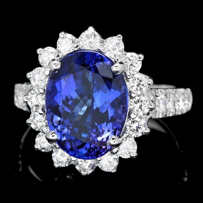 18k Gold 7.00ct Tanzanite 1.50ct Diamond Ring