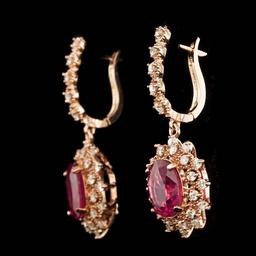 14k Rose Gold 9.00ct Ruby 1.60ct Diamond Earrings