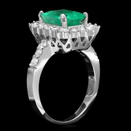 14k White Gold 1.50ct Emerald 1.15ct Diamond Ring