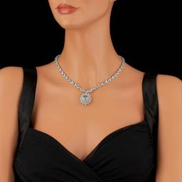 14k 33.5ct Aquamarine 3.10ct Diamond Necklace