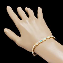 14k Gold 8.20ct Opal 0.70ct Diamond Bracelet