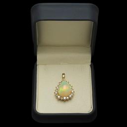 14K Gold 10.78ct Opal 2.15ct Diamond Pendant