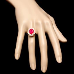 14k Yellow Gold 5.00ct Ruby 1.30ct Diamond Ring