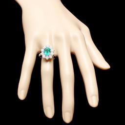 18k White Gold 2.40ct Emerald 2.15ct Diamond Ring