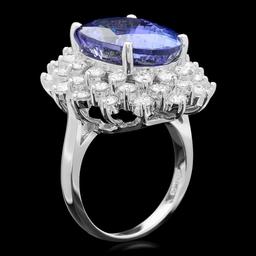 14k Gold 12.50ct Tanzanite 2.50ct Diamond Ring