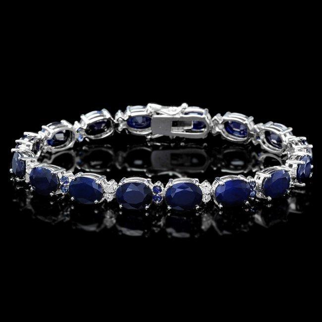 14k Gold 36ct Sapphire .70ct Diamond Bracelet