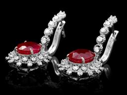 14k Gold 8.00ct Ruby 1.40ct Diamond Earrings