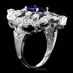 14k Gold 2.00ct Sapphire 1.30ct Diamond Ring