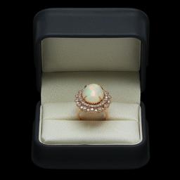 14K Gold 7.38ct Opal & 2.12ct Diamond Ring