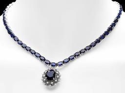 14k Gold 58ct Sapphire 1.15ct Diamond Necklace