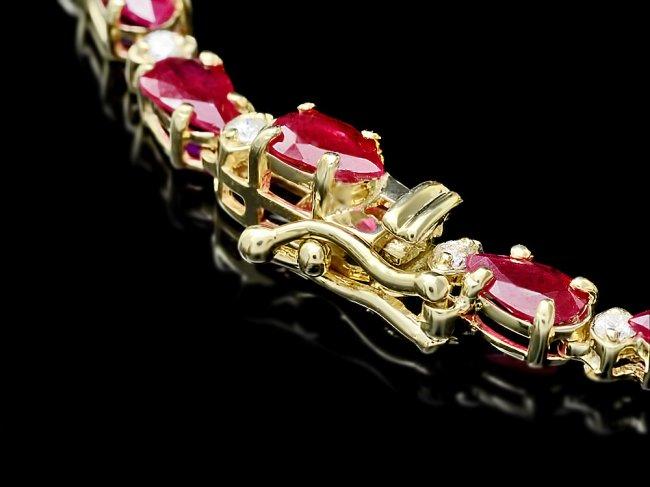 14k Yellow Gold 27ct Ruby 2.50ct Diamond Necklace