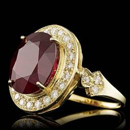 14k Yellow Gold 12.00ct Ruby 0.95ct Diamond Ring