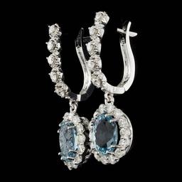 14k 3.00ct Aquamarine 1.35ct Diamond Earrings