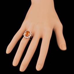 14k Rose Gold 4.50ct Citrine 1.30ct Diamond Ring