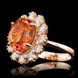 14k Rose Gold 4.50ct Citrine 1.30ct Diamond Ring