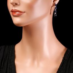 14k Gold 7ct Sapphire 0.35ct Diamond Earrings
