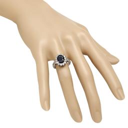 14K Gold 2.47ct Sapphire 1.12ct Diamond Ring