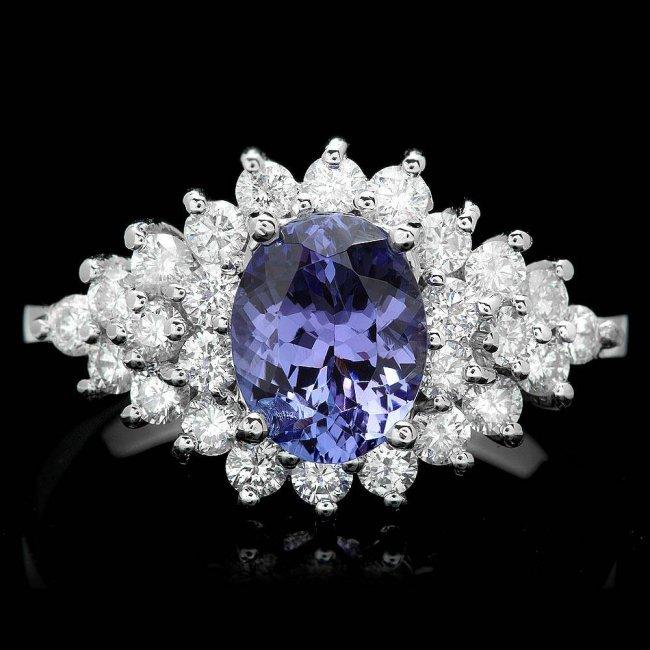 14k Gold 2.00ct Tanzanite 1.10ct Diamond Ring