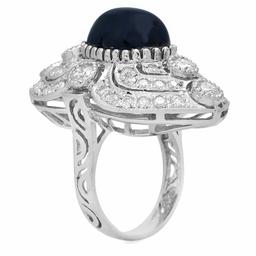 14K Gold 13.58ct Star Sapphire 2.47ct Diamond Ring